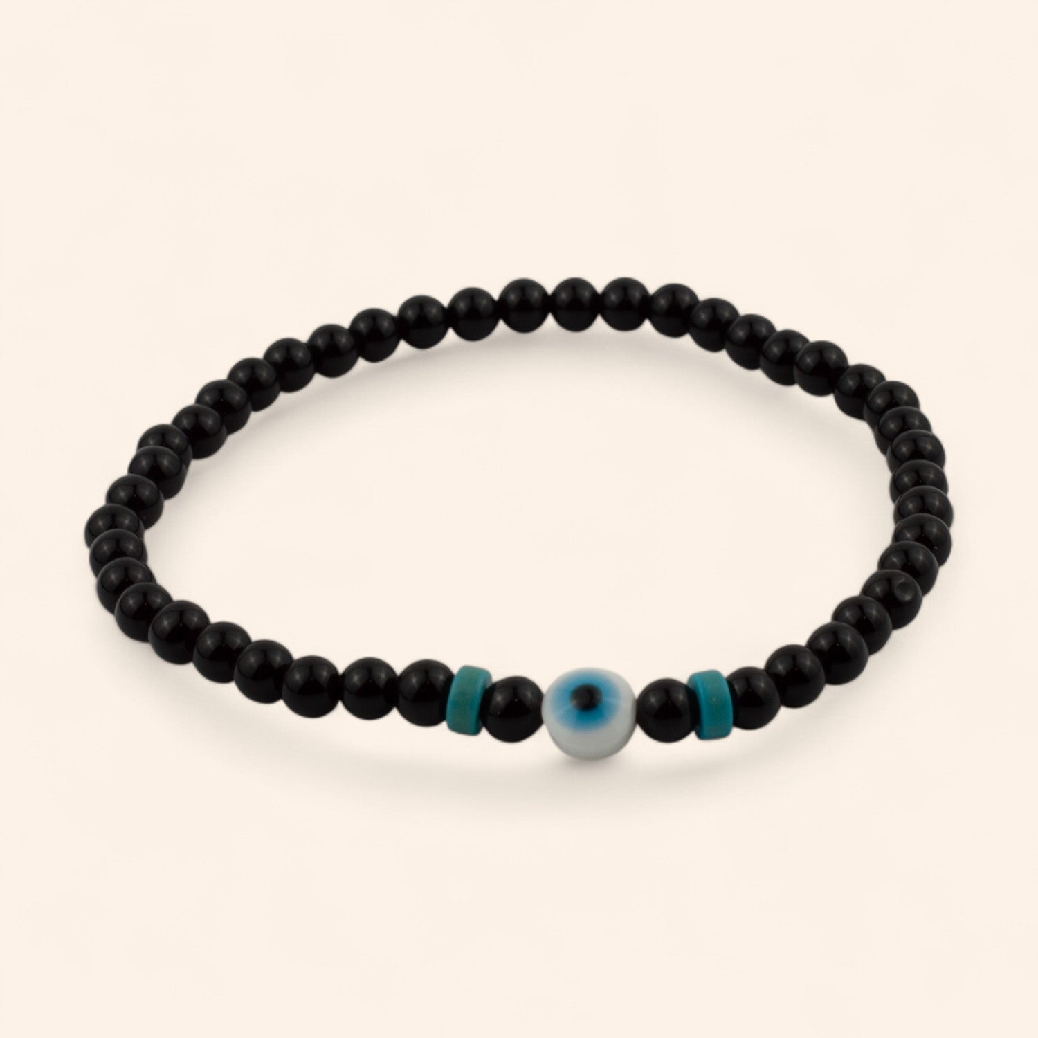 Bracelet Pierres Naturelles Onyx et Perle Œil Protecteur  Bracelet Jethyka