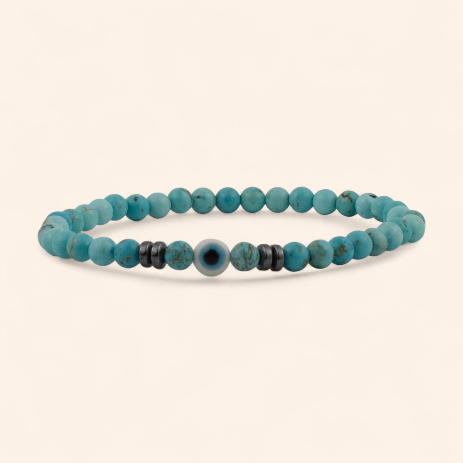 Bracelet pierres naturelles Turquoises et Œil protecteur - Jethyka