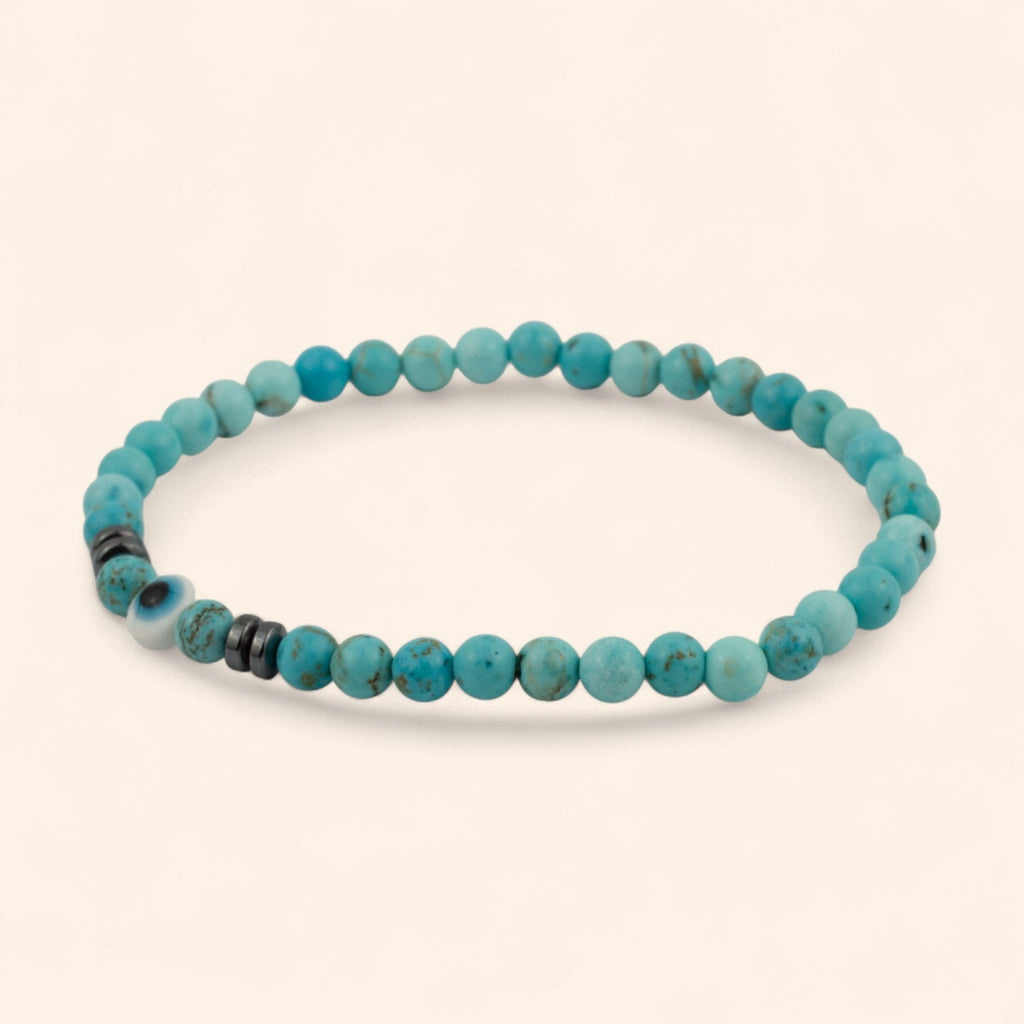 Bracelet pierres naturelles Turquoises et Œil protecteur - Jethyka