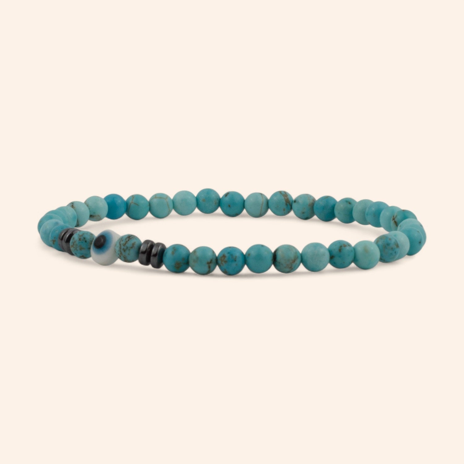 Bracelet pierres naturelles Turquoises et Œil protecteur - Jethyka