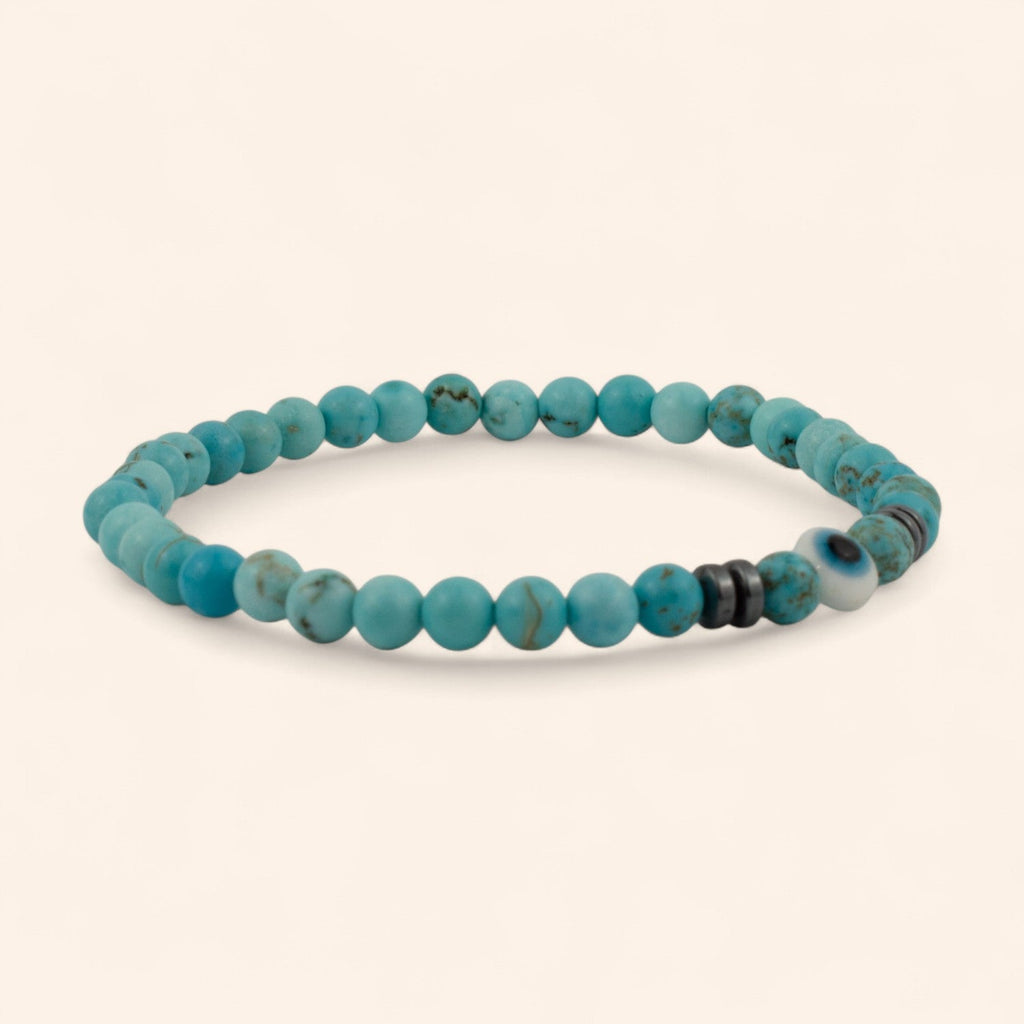 Bracelet pierres naturelles Turquoises et Œil protecteur - Jethyka