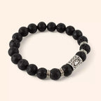 Bracelet en Pierres de Lave et Perle Rune Viking  Bracelet Jethyka