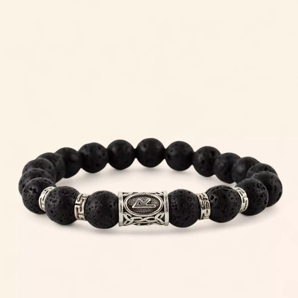 Bracelet en Pierres de Lave et Perle Rune Viking  Bracelet Jethyka
