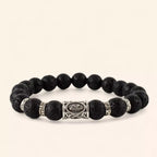 Bracelet en Pierres de Lave et Perle Rune Viking  Bracelet Jethyka
