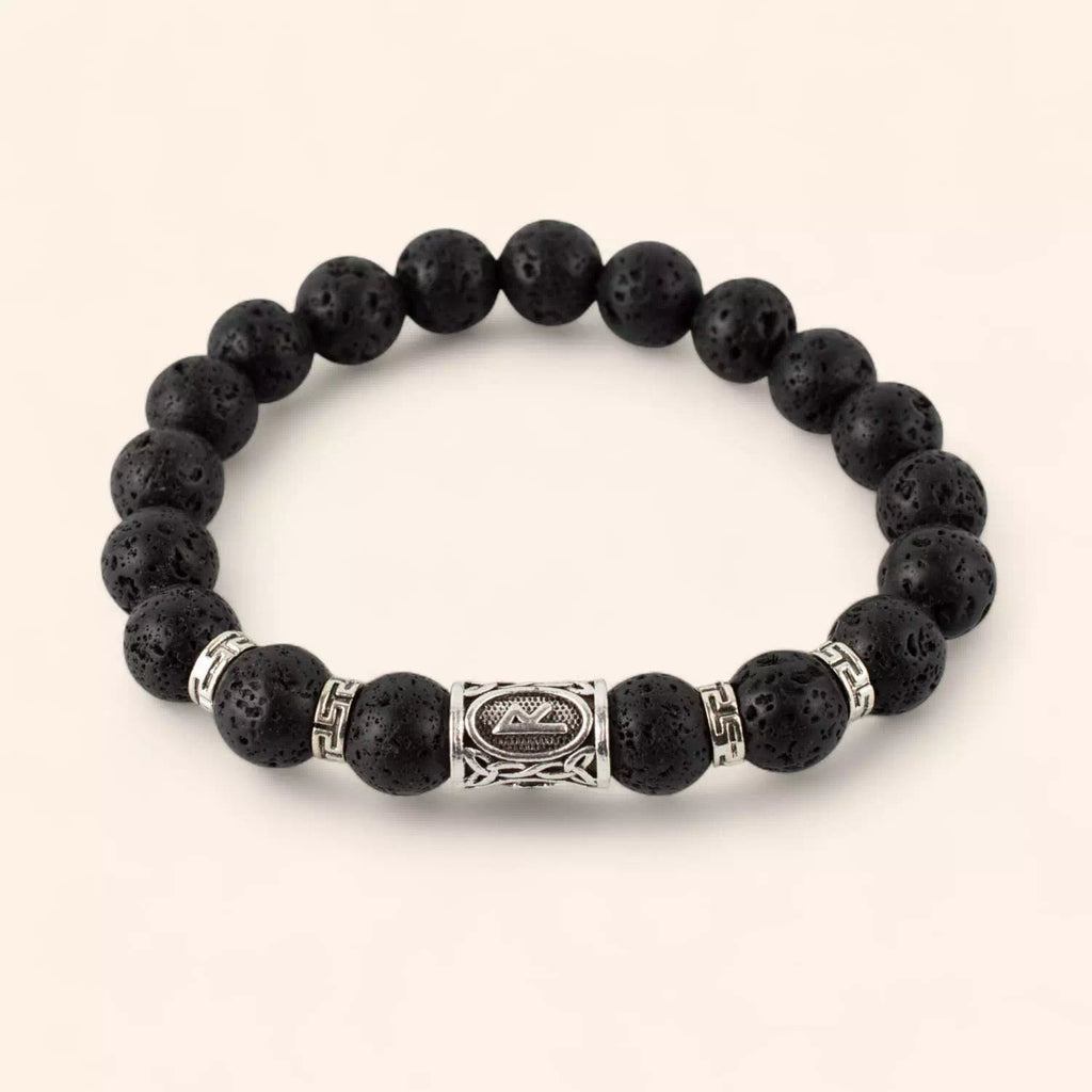 Bracelet en Pierres de Lave et Perle Rune Viking  Bracelet Jethyka
