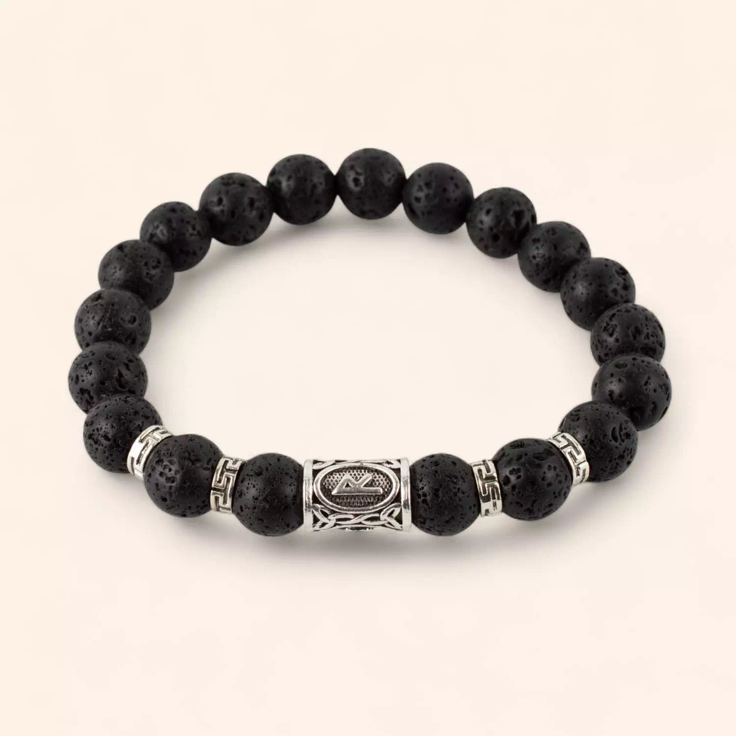 Bracelet en Pierres de Lave et Perle Rune Viking  Bracelet Jethyka
