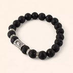 Bracelet en Pierres de Lave et Perle Rune Viking  Bracelet Jethyka