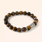 Bracelet en Pierres Naturelles Œil de Tigre et Perle Rune Viking  Bracelet Jethyka