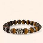 Bracelet en Pierres Naturelles Œil de Tigre et Perle Rune Viking  Bracelet Jethyka