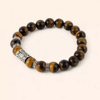 Bracelet en Pierres Naturelles Œil de Tigre et Perle Rune Viking  Bracelet Jethyka