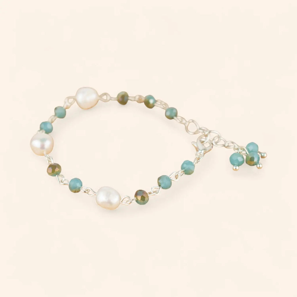 Bracelet perles Eau Douce et perles cristal Bleues  Bracelet Jethyka