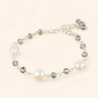 Bracelet perles Eau Douce et perles cristal Gris bleuté  Bracelet Jethyka