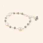 Bracelet perles Eau Douce et perles cristal Gris bleuté  Bracelet Jethyka