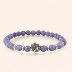Bracelet en pierres naturelles Angélite pourpre et perle Fleur de cerisier  Bracelet Jethyka