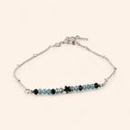 Bracelet Étoile et perles Cristal Bleues Chaîne Argentée  Bracelet Jethyka