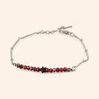 Bracelet Étoile et perles Cristal Rouges Chaîne Argentée  Bracelet Jethyka