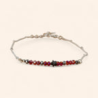 Bracelet Étoile et perles Cristal Rouges Chaîne Argentée  Bracelet Jethyka