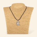 Pendentif Loup argenté Cordon noir