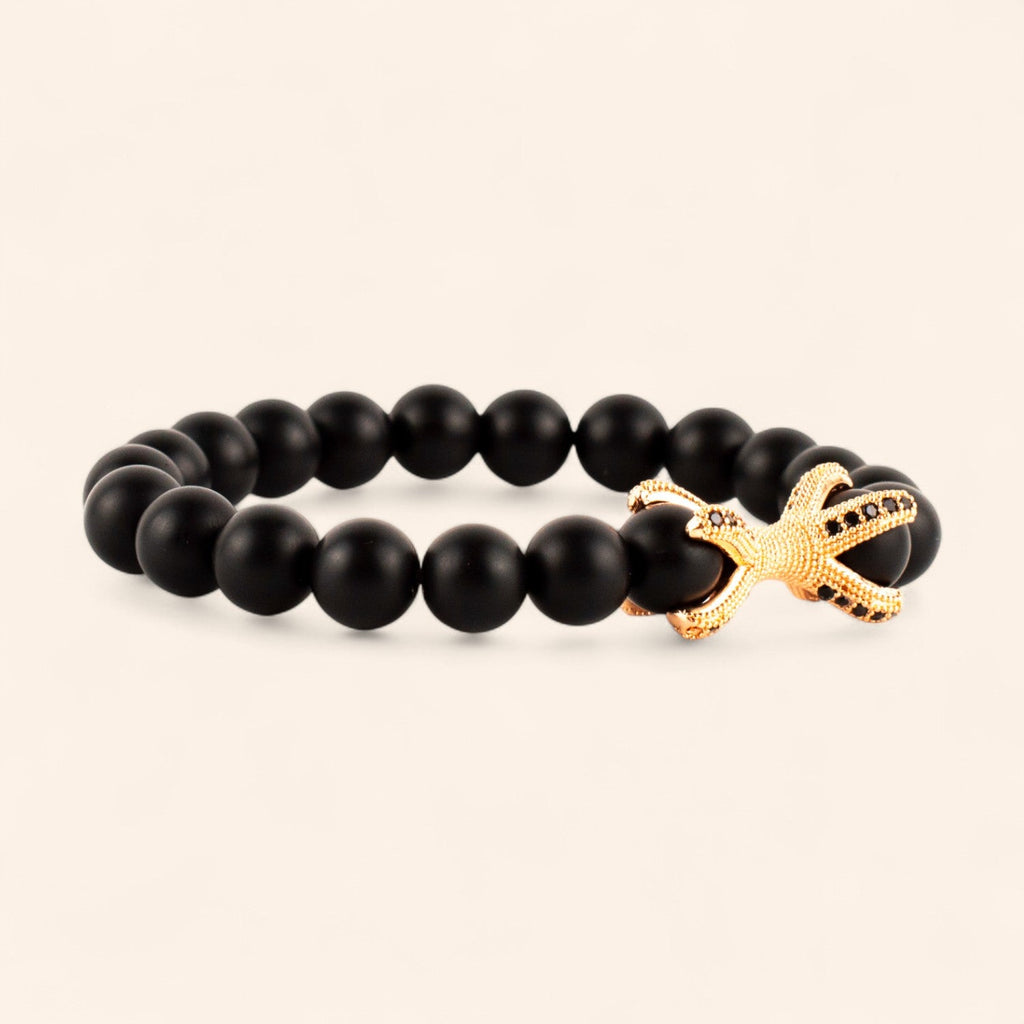 Bracelet étreinte en pierres naturelles Agate noire matte  Bracelet Jethyka