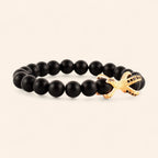 Bracelet étreinte en pierres naturelles Agate noire matte  Bracelet Jethyka