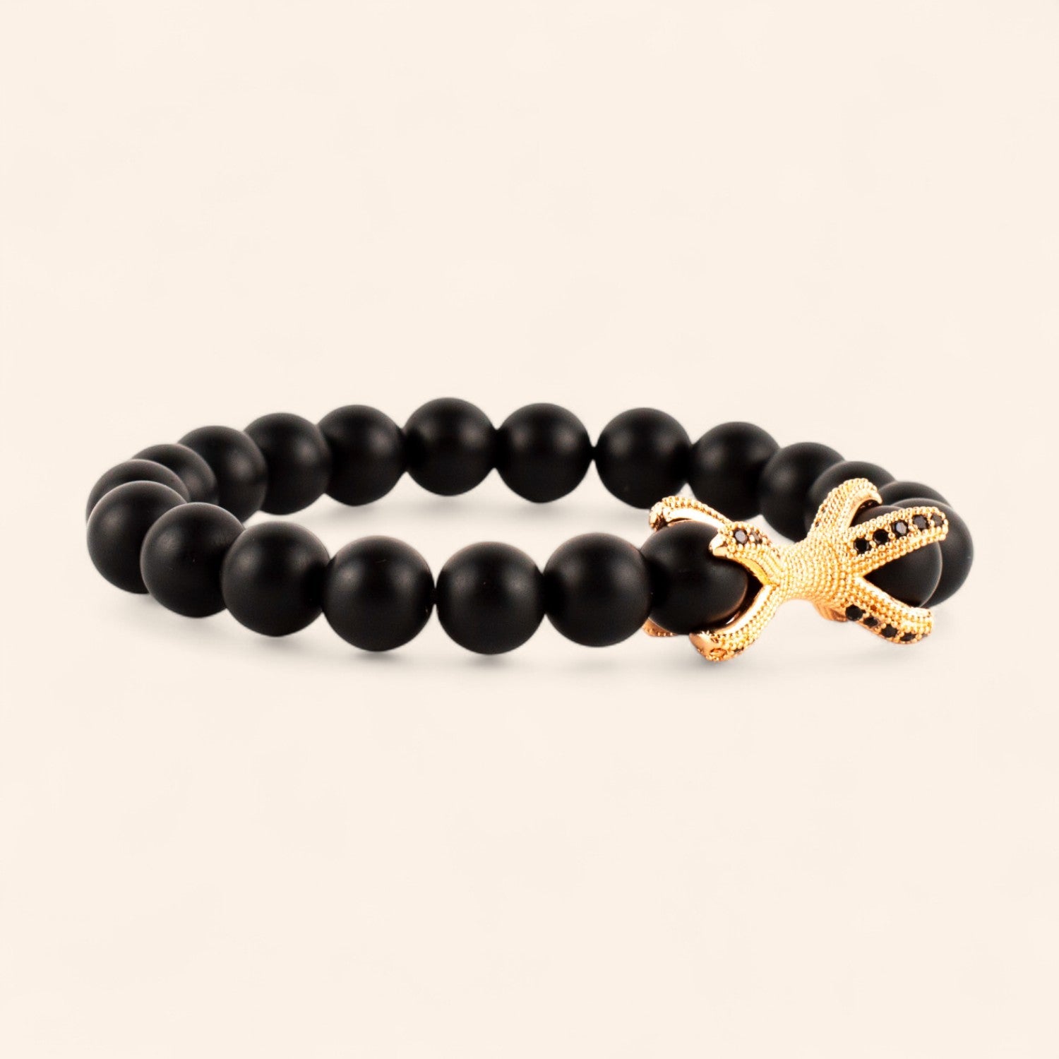 Bracelet étreinte en pierres naturelles Agate noire matte  Bracelet Jethyka