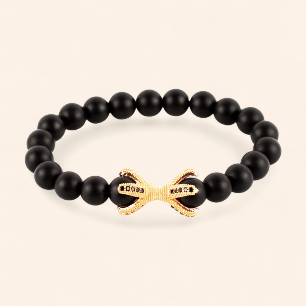 Bracelet étreinte en pierres naturelles Agate noire matte  Bracelet Jethyka