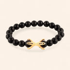 Bracelet étreinte en pierres naturelles Agate noire matte  Bracelet Jethyka