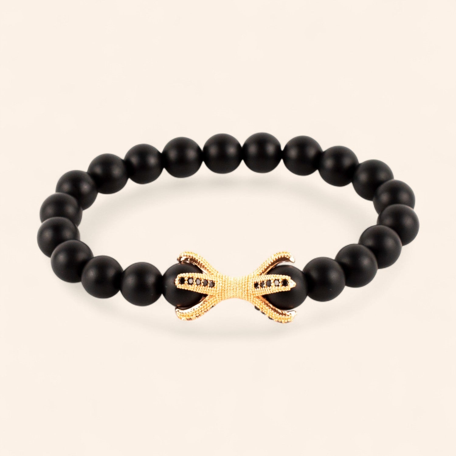 Bracelet étreinte en pierres naturelles Agate noire matte  Bracelet Jethyka