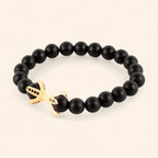 Bracelet étreinte en pierres naturelles Agate noire matte  Bracelet Jethyka