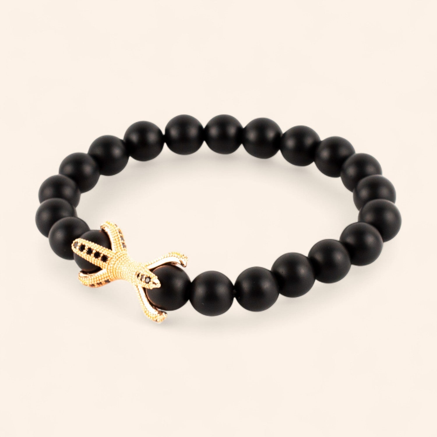 Bracelet étreinte en pierres naturelles Agate noire matte  Bracelet Jethyka