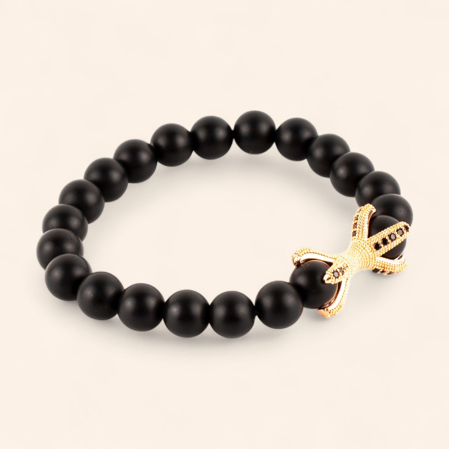 Bracelet étreinte en pierres naturelles Agate noire matte  Bracelet Jethyka