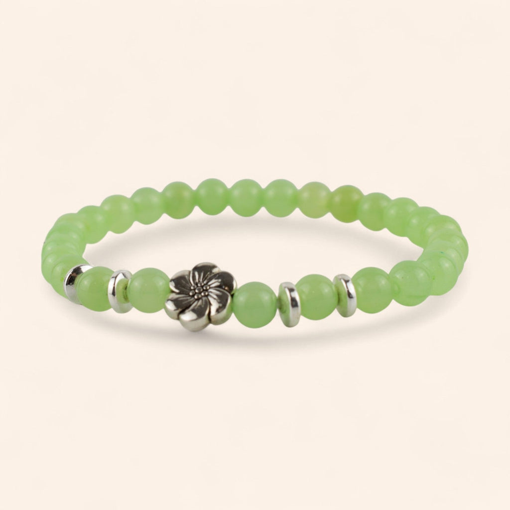 Bracelet en Pierres Naturelles Jade et Fleur de Cerisier  Bracelet Jethyka