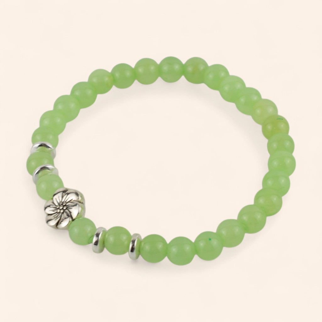 Bracelet en Pierres Naturelles Jade et Fleur de Cerisier  Bracelet Jethyka