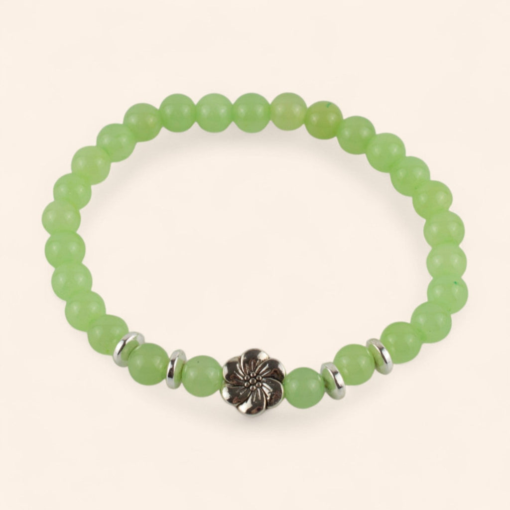 Bracelet en Pierres Naturelles Jade et Fleur de Cerisier  Bracelet Jethyka