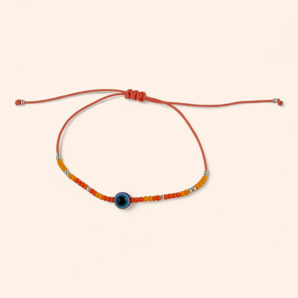 Bracelet Perles Rocailles Oranges et Œil Protecteur  Bracelet Jethyka