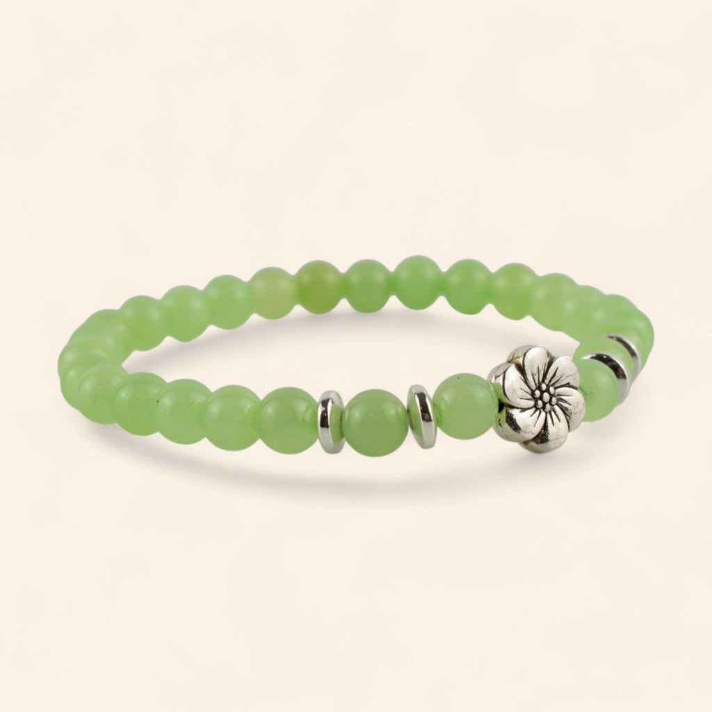Bracelet en Pierres Naturelles Jade et Fleur de Cerisier  Bracelet Jethyka