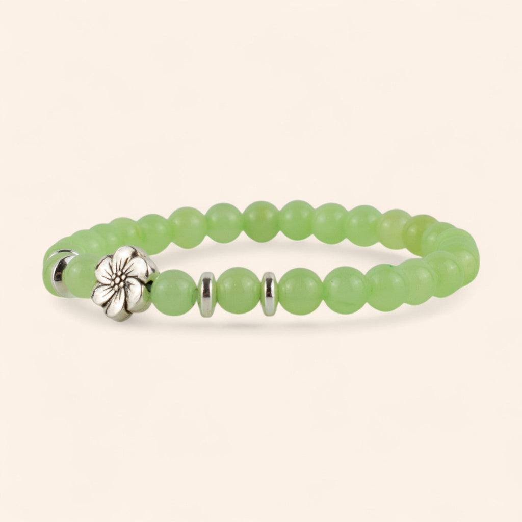 Bracelet en Pierres Naturelles Jade et Fleur de Cerisier  Bracelet Jethyka