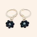 Boucles Fleur perles de cristal bleu marine  Boucles d'Oreilles Jethyka