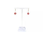 Boucles Fleur perles de cristal rouges  Boucles d'Oreilles Jethyka