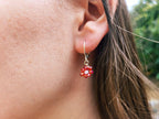 Boucles Fleur perles de cristal rouges  Boucles d'Oreilles Jethyka