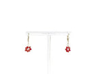 Boucles Fleur perles de cristal rouges  Boucles d'Oreilles Jethyka
