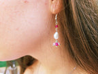 Boucles d'oreilles perle d'eau douce et perles cristal rose  Boucles d'Oreilles Jethyka