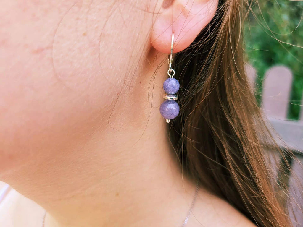 Boucles d'oreilles en pierres naturelles Angélite pourpre  Boucles d'Oreilles Jethyka