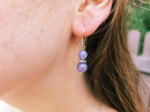 Boucles d'oreilles en pierres naturelles Angélite pourpre  Boucles d'Oreilles Jethyka