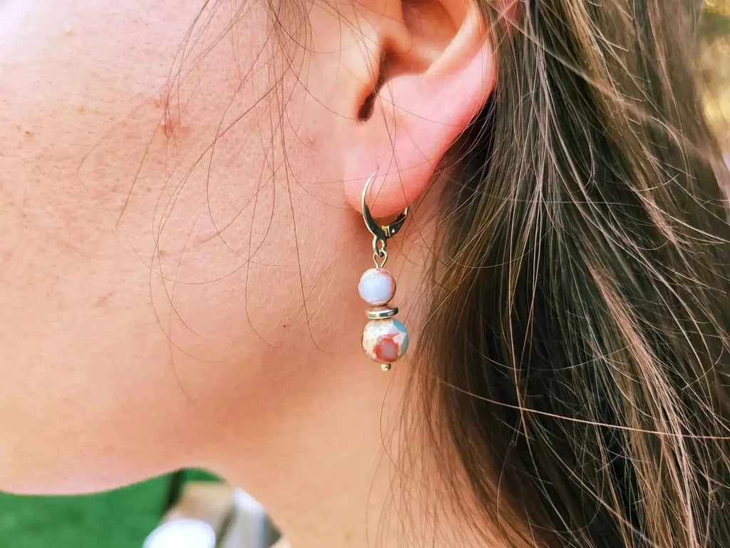 Boucles d'oreilles en pierres naturelles Jaspe Impérial