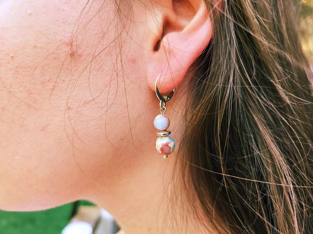 Boucles d'oreilles en pierres naturelles Jaspe Shoushan  Boucles d'Oreilles Jethyka