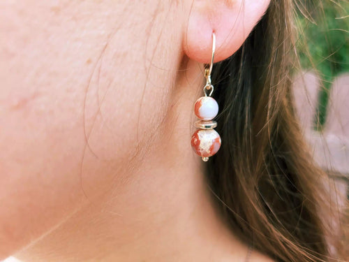 Boucles d'oreilles en pierres naturelles Jaspe Shoushan  Boucles d'Oreilles Jethyka