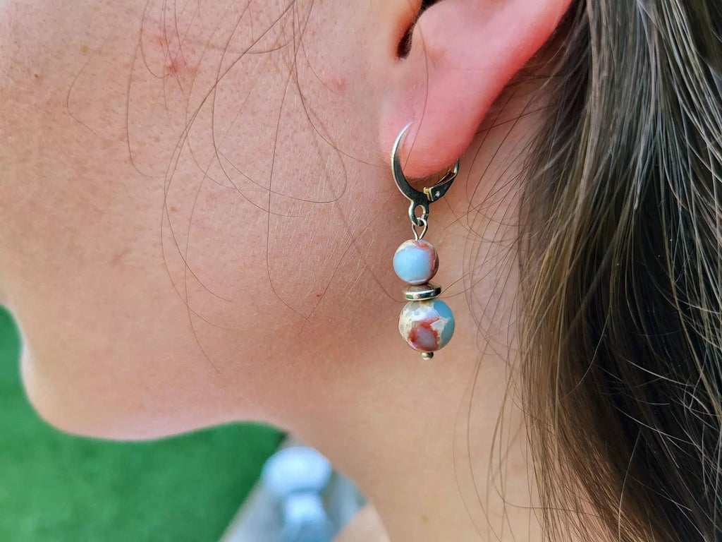 Boucles d'oreilles en pierres naturelles Jaspe Shoushan  Boucles d'Oreilles Jethyka