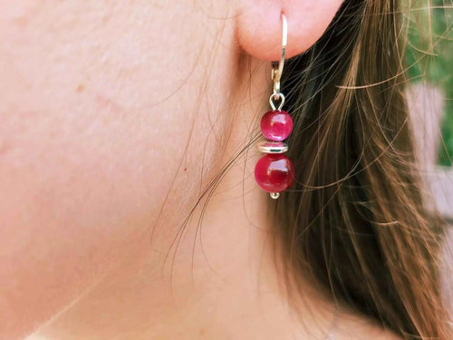 Boucles d'oreilles Œil de Tigre Rose