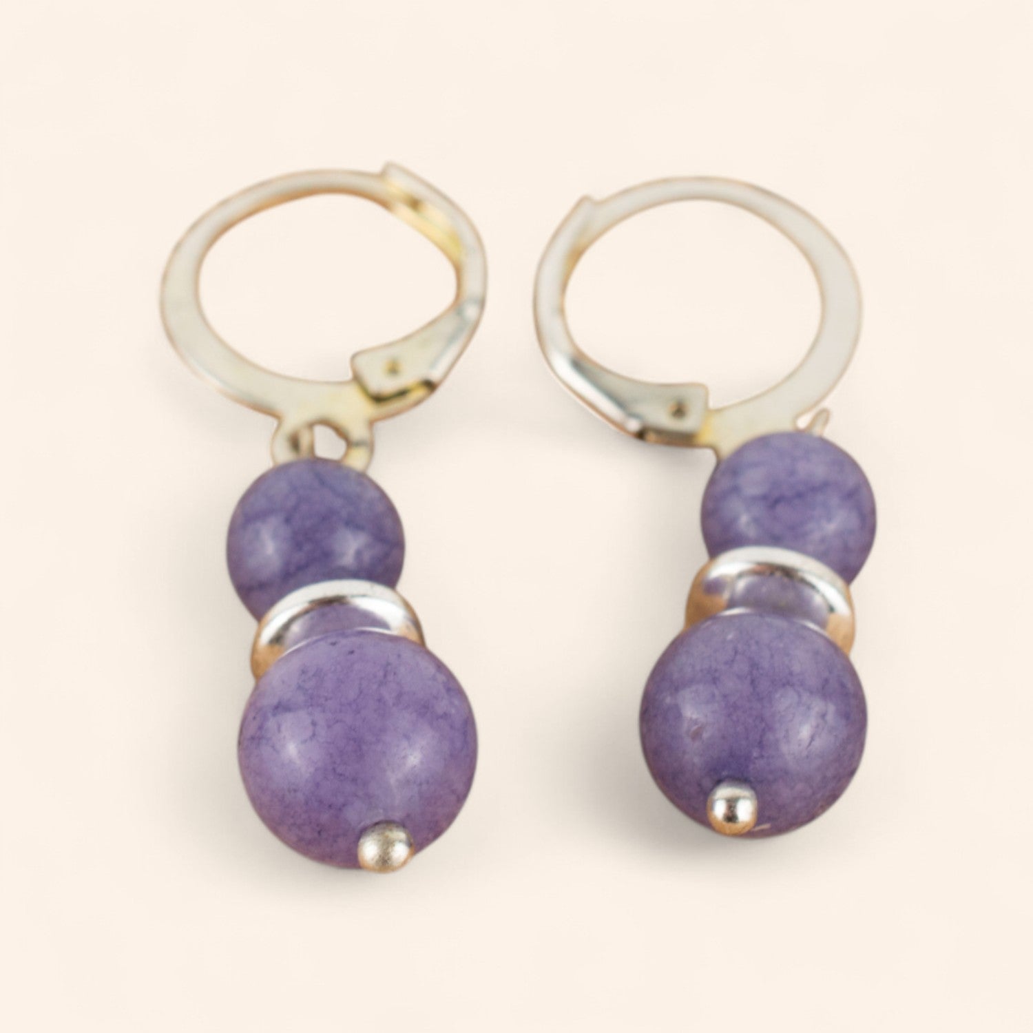 Boucles d'oreilles en pierres naturelles Angélite pourpre  Boucles d'Oreilles Jethyka